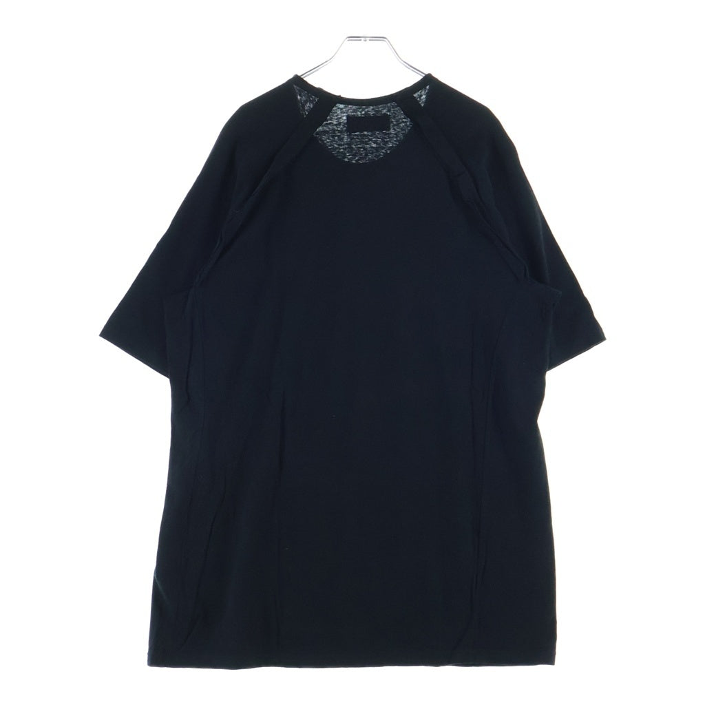 Yohji Yamamoto POUR HOMME(ヨウジヤマモト プールオム) 24SS COTTON SLUB SINGLE JERSEY REVERSED SEAM RAGLAN SHORT SLEEVE T ラグラン 半袖Tシャツ ブラック HS-T12-074
