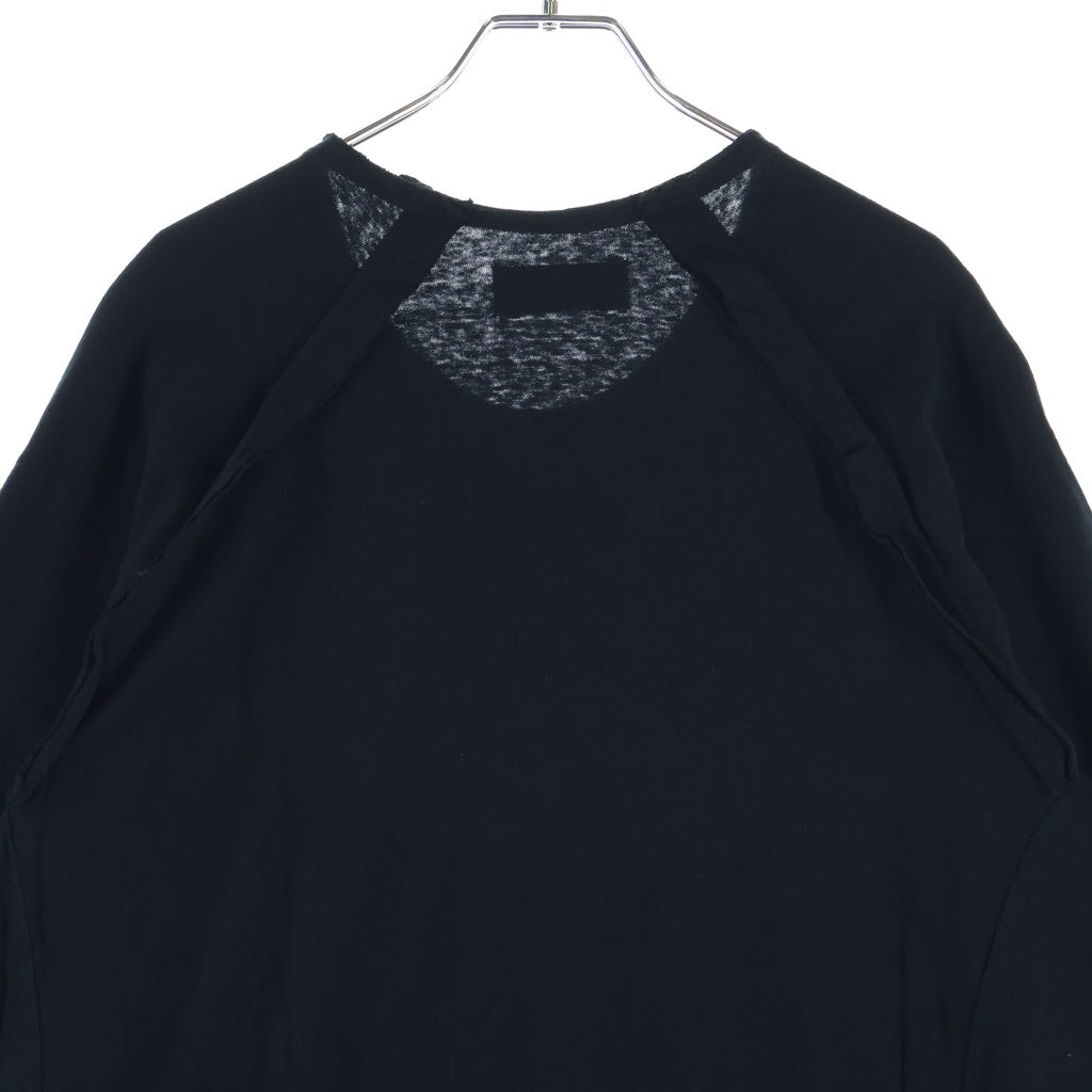Yohji Yamamoto POUR HOMME(ヨウジヤマモト プールオム) 24SS COTTON SLUB SINGLE JERSEY REVERSED SEAM RAGLAN SHORT SLEEVE T ラグラン 半袖Tシャツ ブラック HS-T12-074