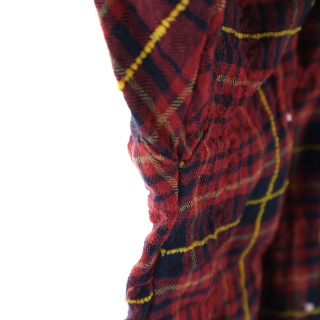 Palm Angels(パームエンジェルス) 20AW FLANNEL CURVED LOGO OVERSHIRT アーチロゴ ペイント加工 フランネル 長袖シャツ レッド PMGA079F20FAB001