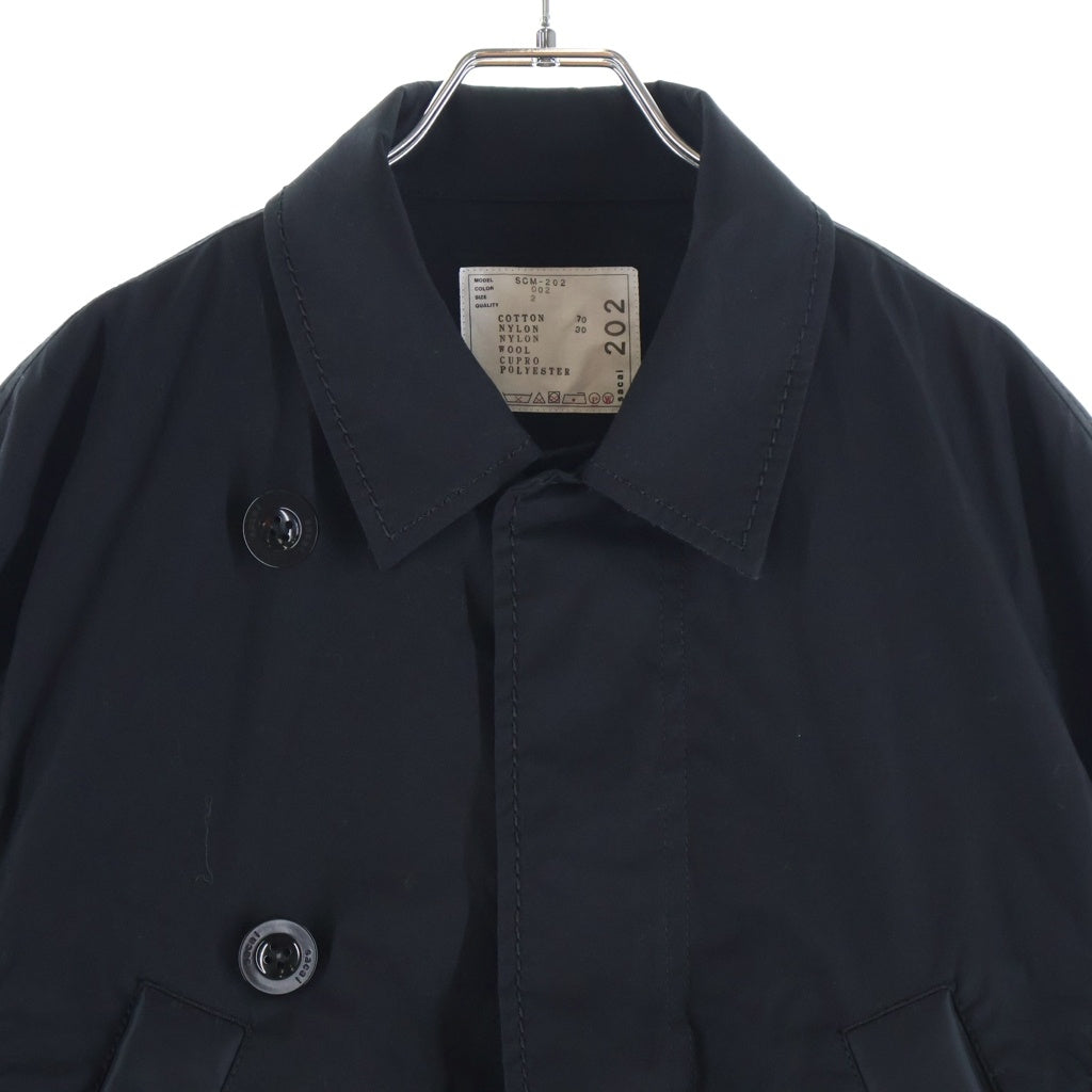 Sacai(サカイ) 24AW Suiting x Nylon Twill Jacket ウール切替 ナイロンツイル スーチング ジップアップ ジャケット ブラック 24-03419M