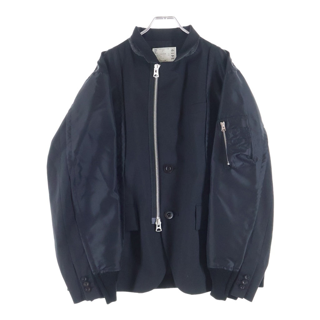 Sacai(サカイ) コットン ナイロン切替 ミリタリーコート ジャケット ブラック SCM-202