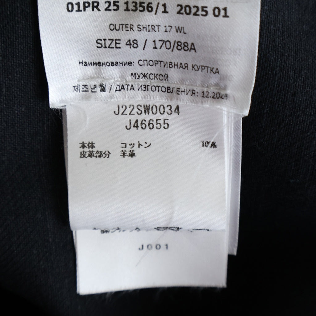 JIL SANDER(ジルサンダー) 25SS REGULAR FIT DENIM SHIRT レギュラーフィット レザー切替 デニム ジャケット カバーオールジャケット ブラック J22SW0034