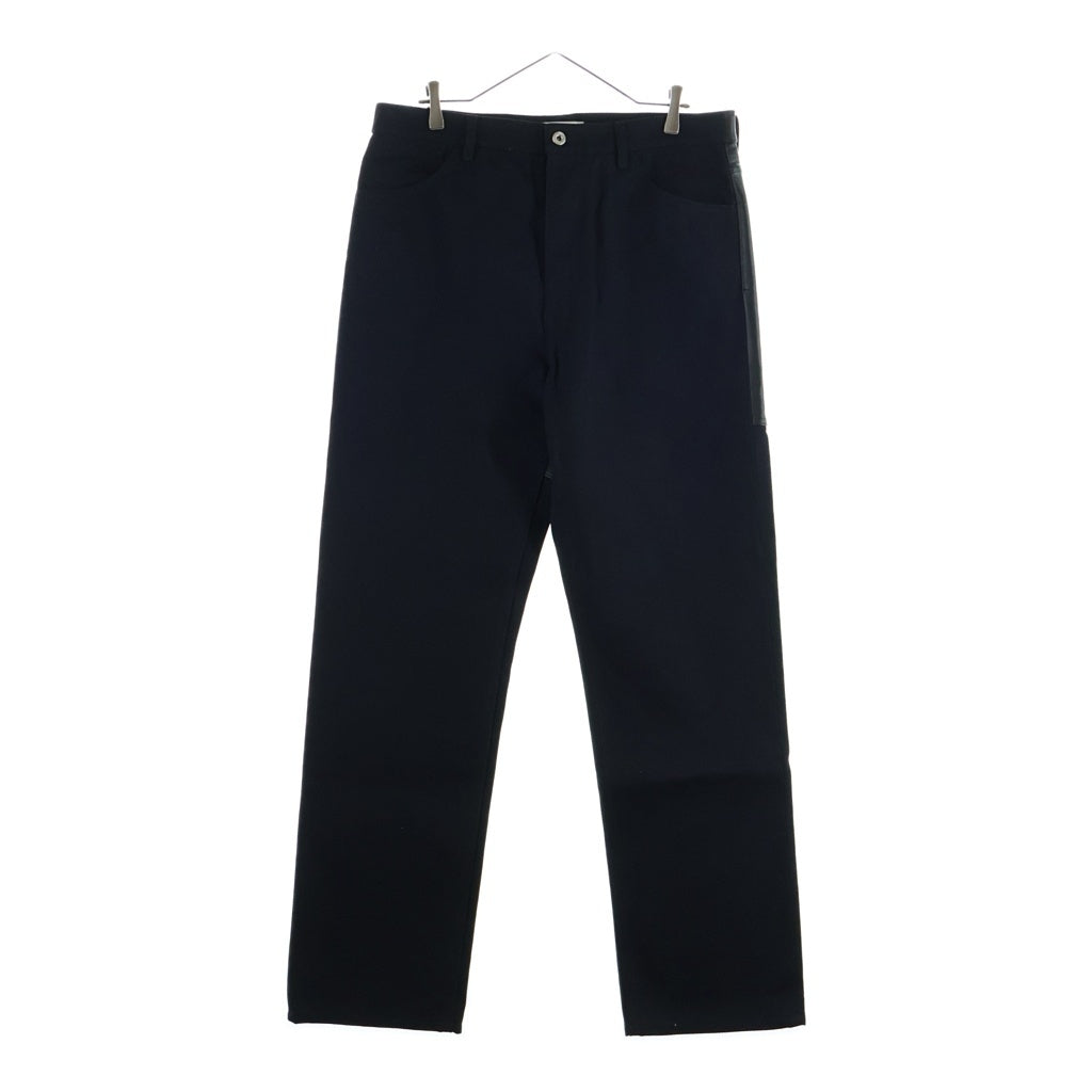 JIL SANDER(ジルサンダー) 25SS レザー切替 ストレートデニムパンツ トラウザーズ ブラック J22KA0267