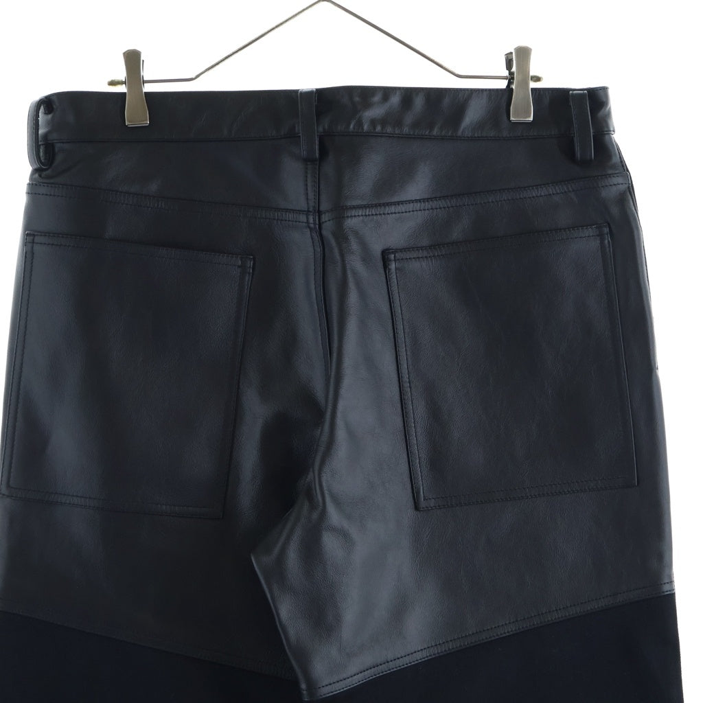 JIL SANDER(ジルサンダー) 25SS レザー切替 ストレートデニムパンツ トラウザーズ ブラック J22KA0267