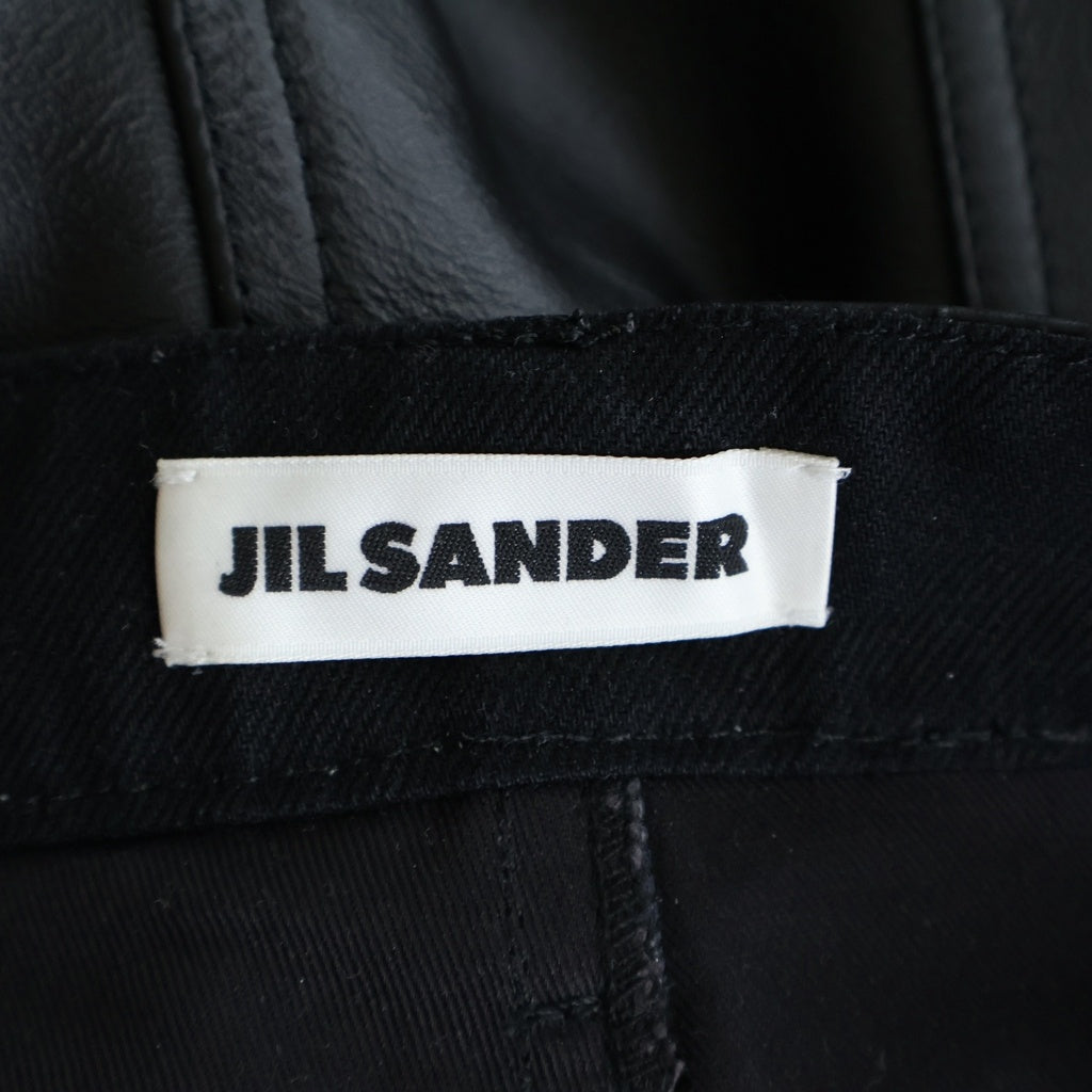 JIL SANDER(ジルサンダー) 25SS レザー切替 ストレートデニムパンツ トラウザーズ ブラック J22KA0267