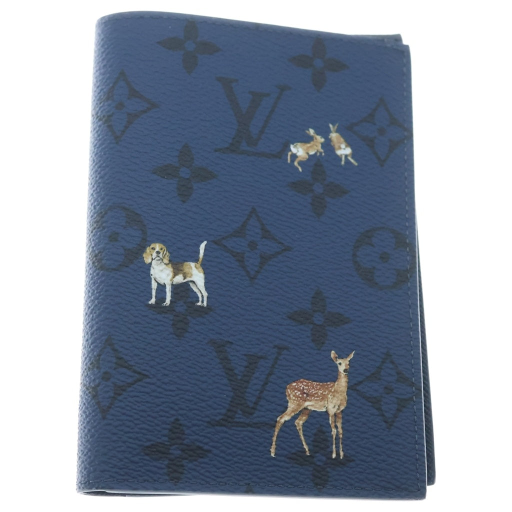 LOUIS VUITTON(ルイヴィトン) クーヴェルテュール パスポール モノグラム フォレスト アニマル コーティングキャンバスレザー パスケース パスポートケース カバー ブルー M27052 レディース