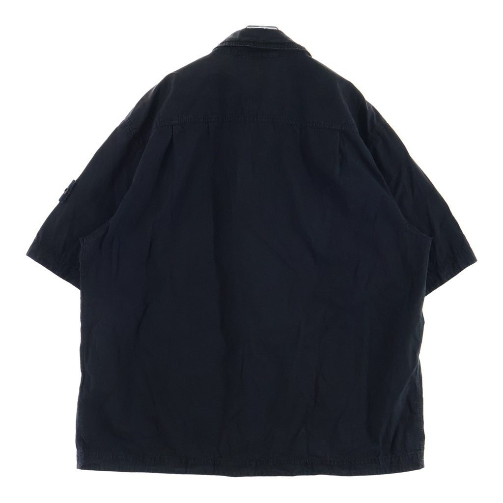 STONE ISLAND(ストーンアイランド) ブラッシュ加工 コットンキャンバス半袖シャツ ブラック K1S151200029 S00WN