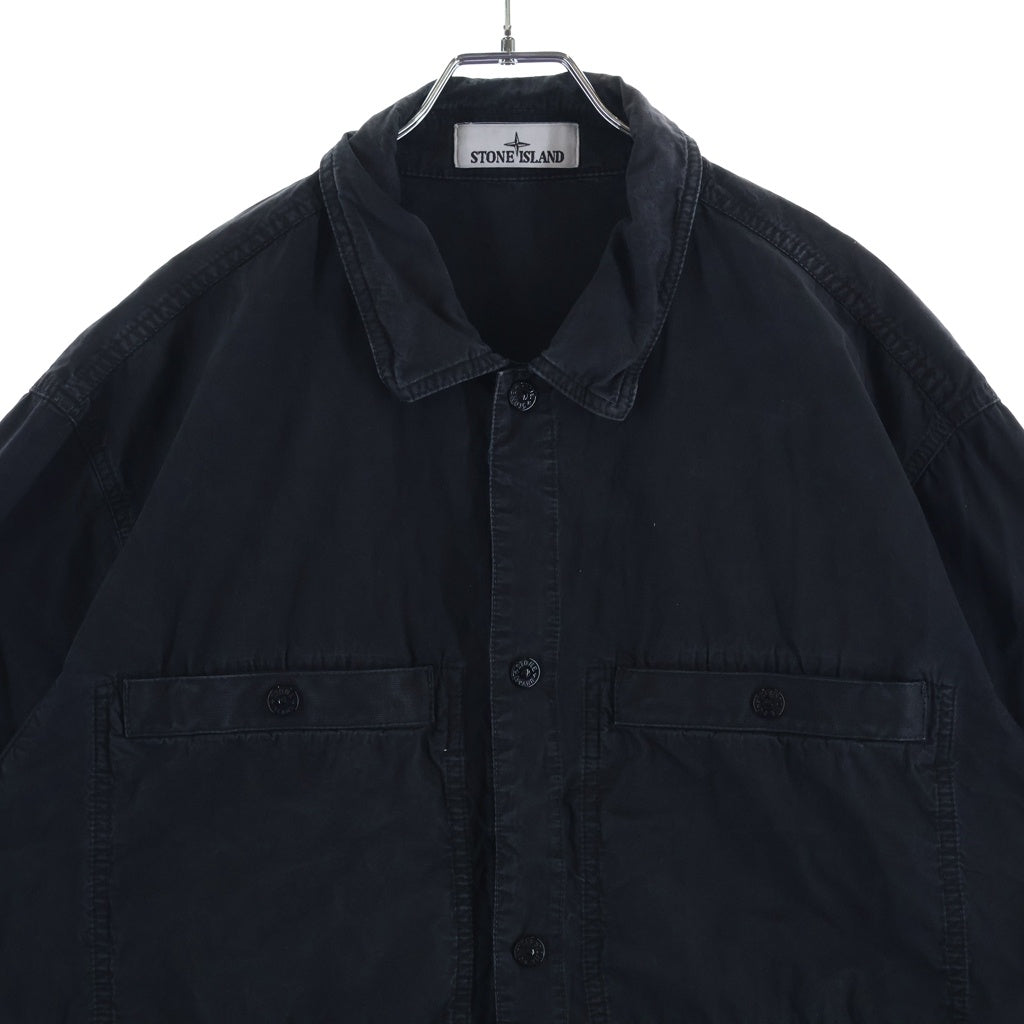 STONE ISLAND(ストーンアイランド) ブラッシュ加工 コットンキャンバス半袖シャツ ブラック K1S151200029 S00WN