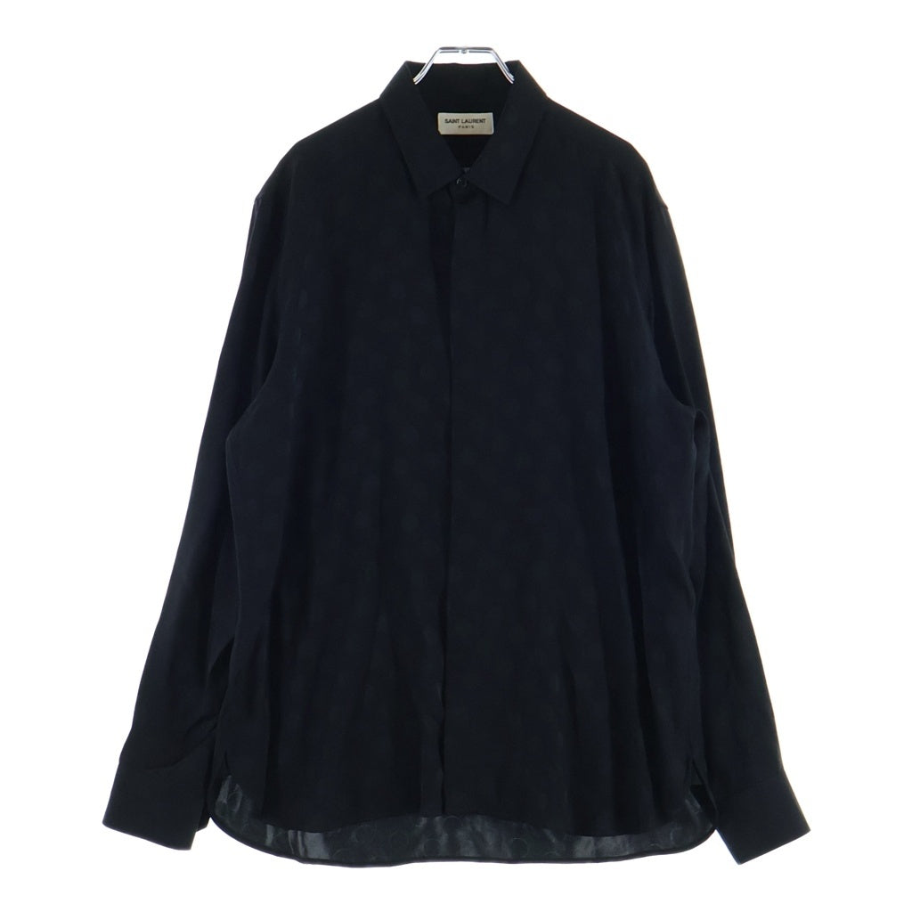 SAINT LAURENT PARIS(サンローランパリ) Polka Dot Silk L/S Shirt ポルカドット シルク 長袖シャツ ブラック 646850 Y1I44