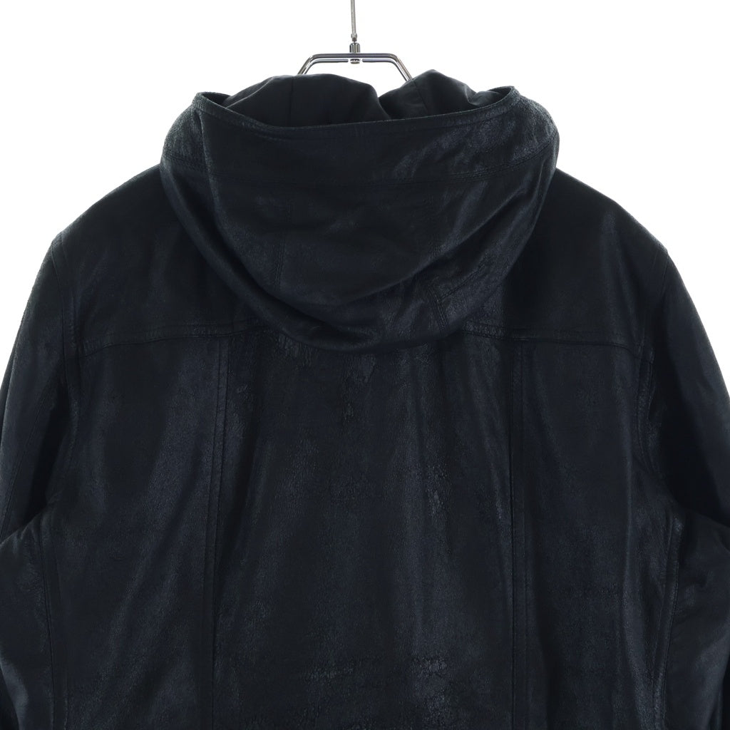 Rick Owens(リックオウエンス) 18SS BULLET バレット デストロイレザー フーディージャケット ブラック RU18S5766-LBG