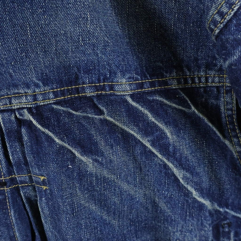 HUMAN MADE(ヒューマンメイド) 1ST DENIM WORK JACKET FUTURE バックロゴエンブロイダリーデザイン ウォッシュ加工 デニム トラッカー ジャケット インディゴ HM30JK002