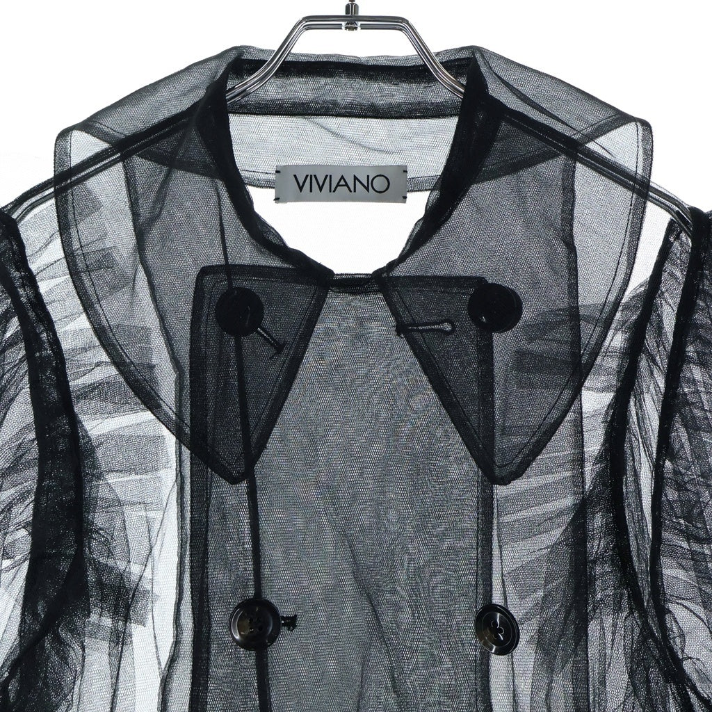 VIVIANO(ヴィヴィアーノ) 23SS フリル シースルー シャツワンピース ドレス ブラック VS-SS23-C02 レディース
