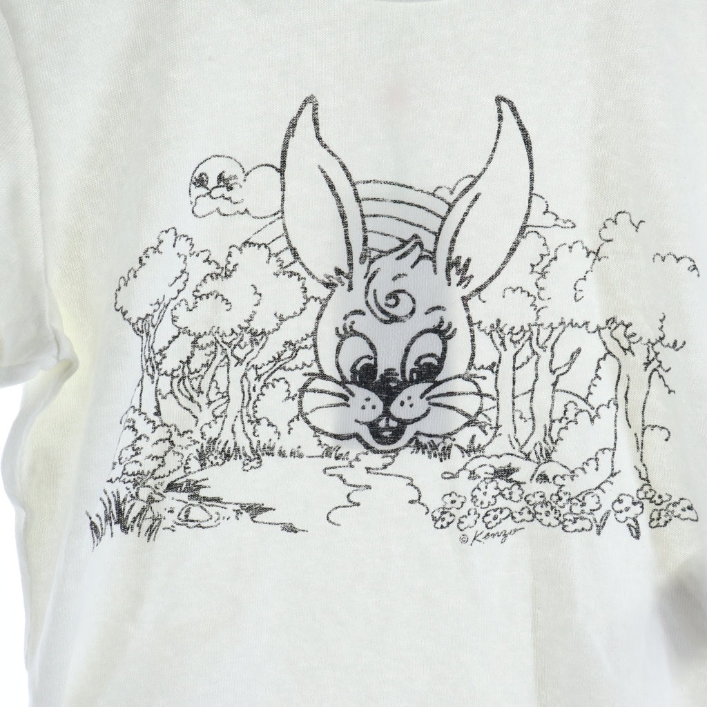 KENZO(ケンゾー) Cartoon Lucky Me Carto カートゥーン ラッキーミー バニー グラフィックプリント クロップド 半袖Tシャツ カットソー ホワイト レディース FF62TS0584SK