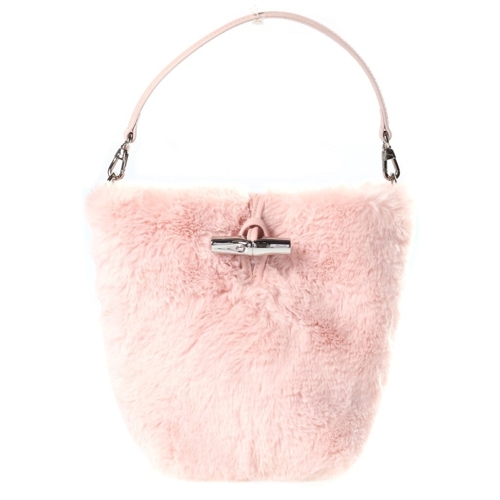 LONGCHAMP(ロンシャン) Le Roseau Faux Fur Bucket Bag XS ル ロゾ フェイクファー バケットバッグ ハンドバッグ ピンク レディース 10279HFUP90