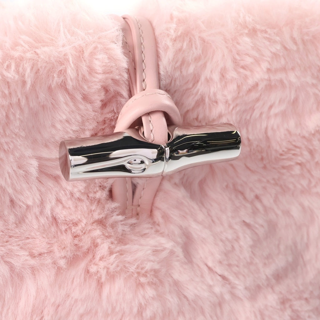 LONGCHAMP(ロンシャン) Le Roseau Faux Fur Bucket Bag XS ル ロゾ フェイクファー バケットバッグ ハンドバッグ ピンク レディース 10279HFUP90