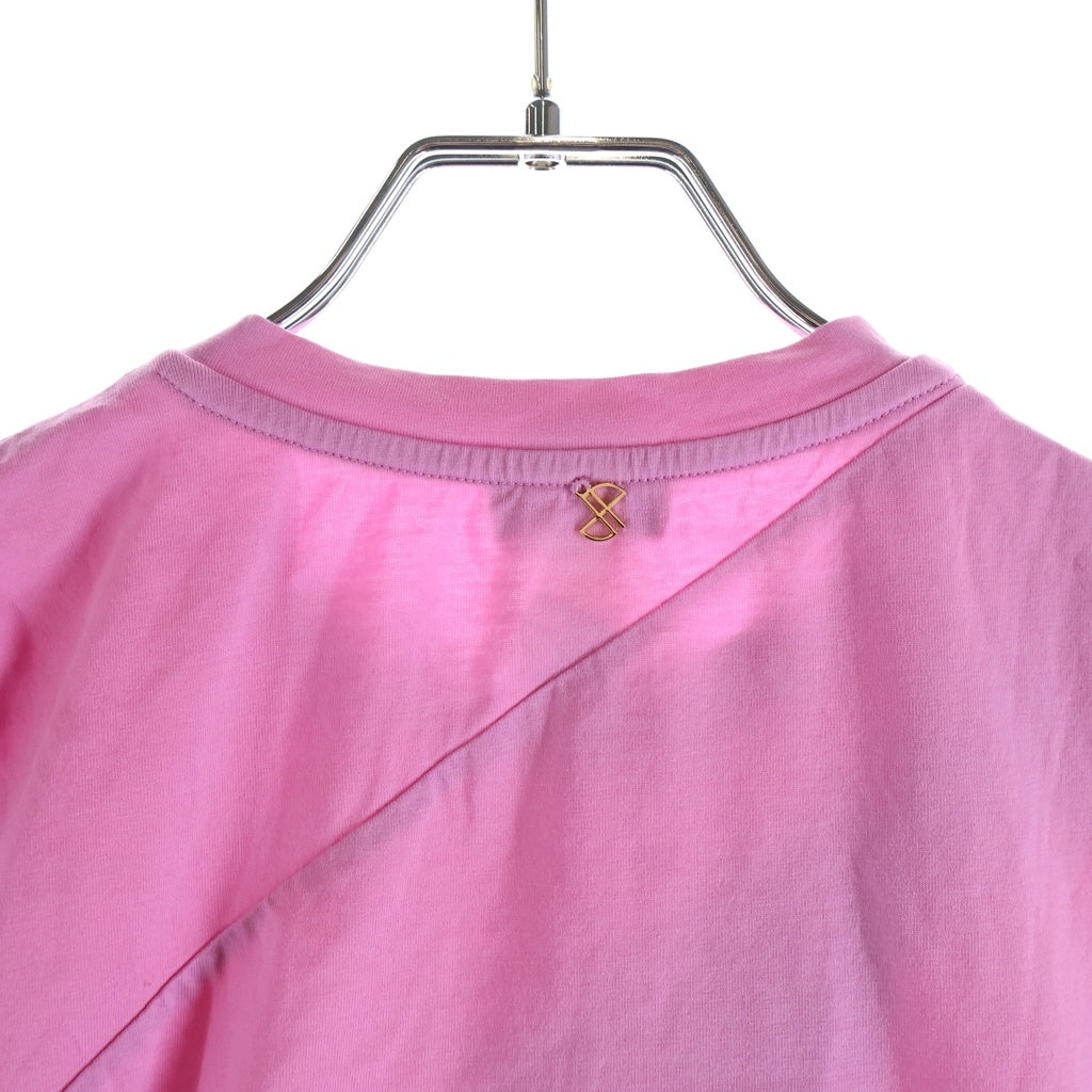 PATOU(パトゥー) クロスドレープデザイン 半袖Tシャツ レディース ピンク