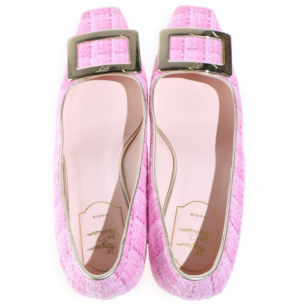 Roger Vivier(ロジェヴィヴィエ) プレート ツイード ヒールパンプス レディース ピンク