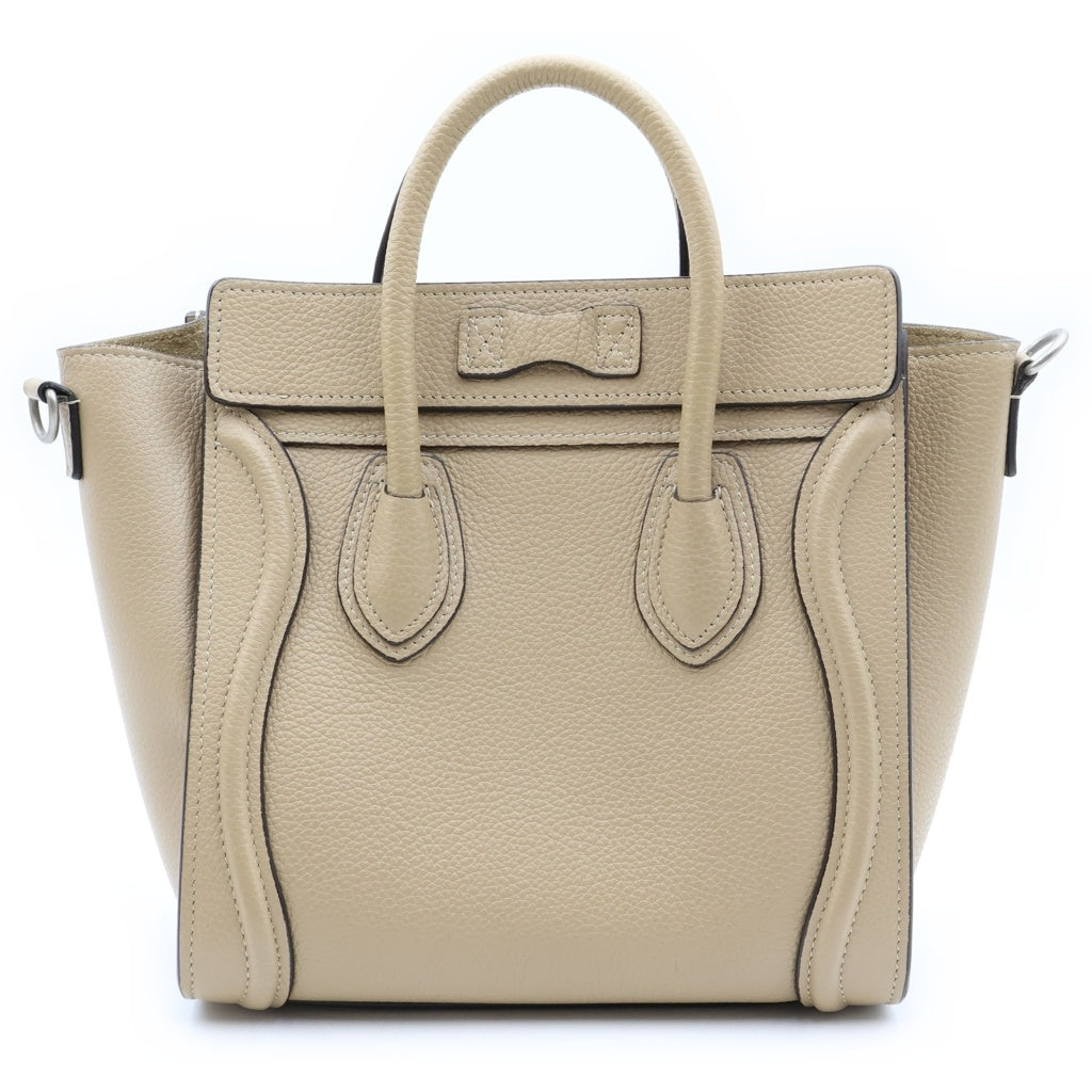 CELINE(セリーヌ) ラゲージ ナノショッパー 2WAYハンドバッグ ショルダーバッグ ベージュ レザー シルバー金具 レディース