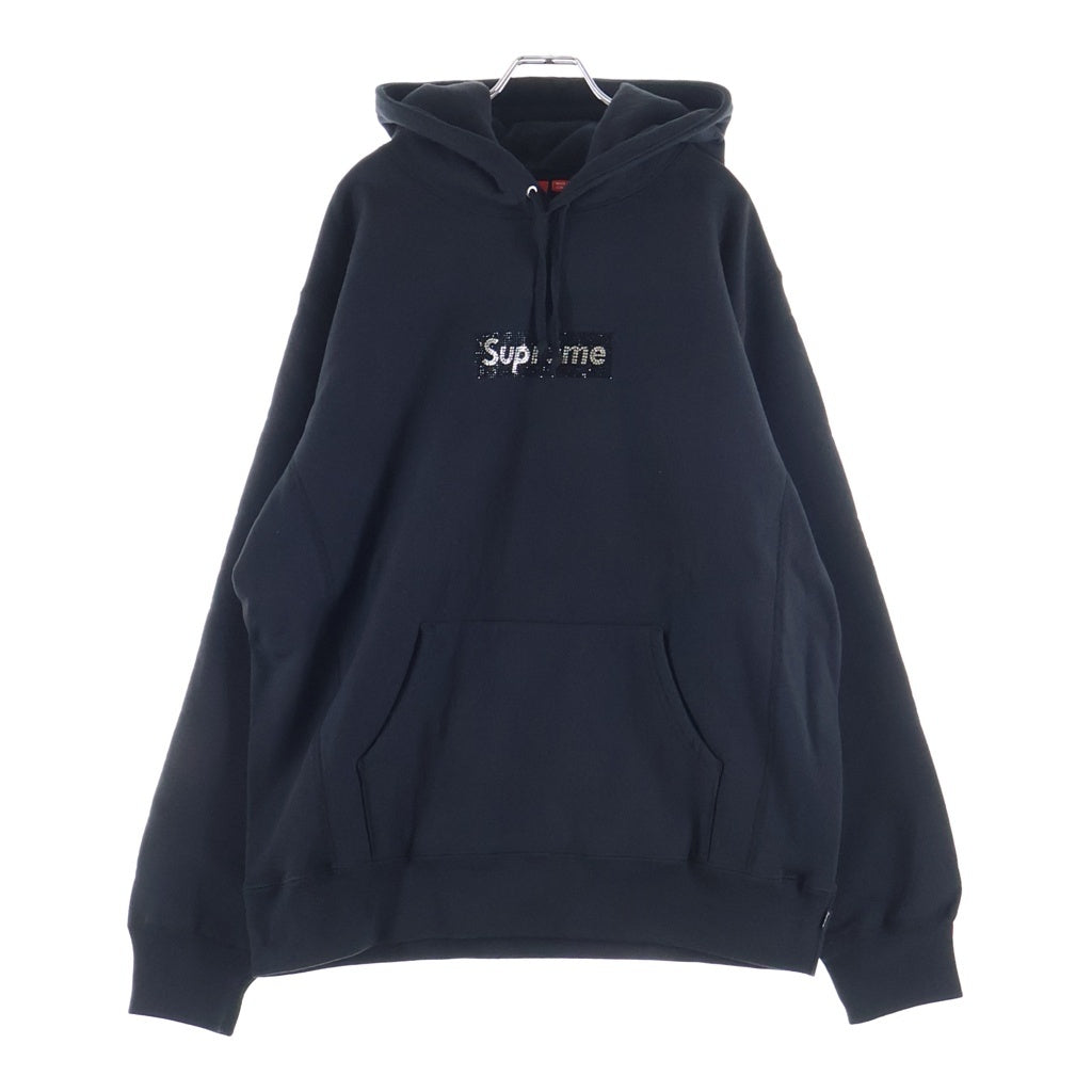 SUPREME(シュプリーム) 19SS ×Swarovski Box Logo Hooded Sweeatshirt スワロフスキー ラインストーン ボックスロゴデザイン フーデッド プルオーバー スウェット パーカー ブラック