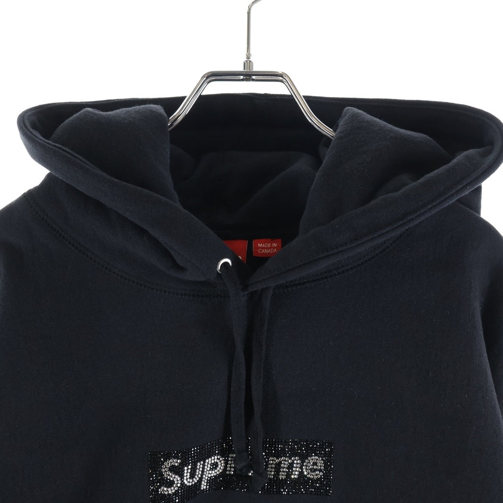SUPREME(シュプリーム) 19SS ×Swarovski Box Logo Hooded Sweeatshirt スワロフスキー ラインストーン ボックスロゴデザイン フーデッド プルオーバー スウェット パーカー ブラック
