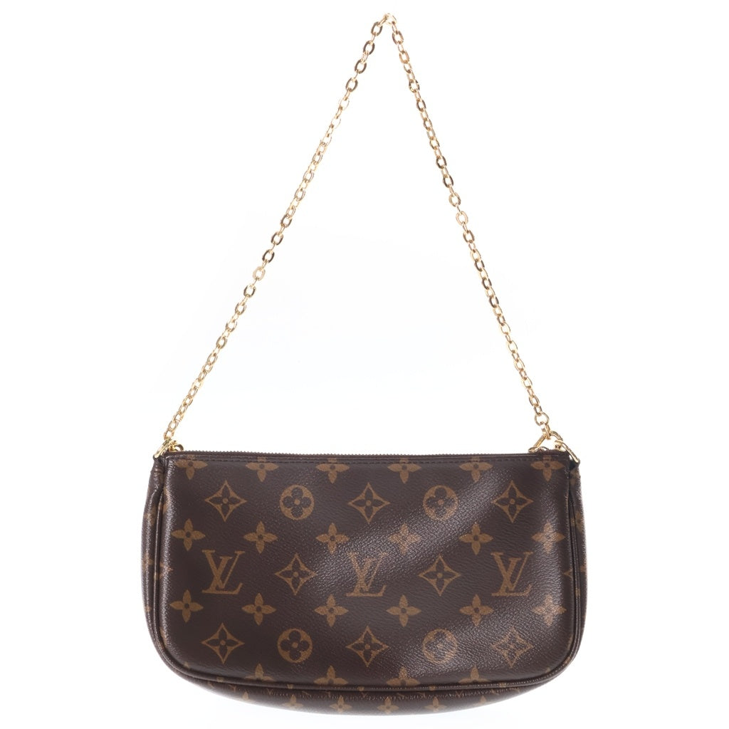 LOUIS VUITTON(ルイヴィトン) モノグラム ミュルティ・ポシェット・アクセソワール ショルダーバッグ ブラック レザー×PVC M44840 ゴールド金具 レディース