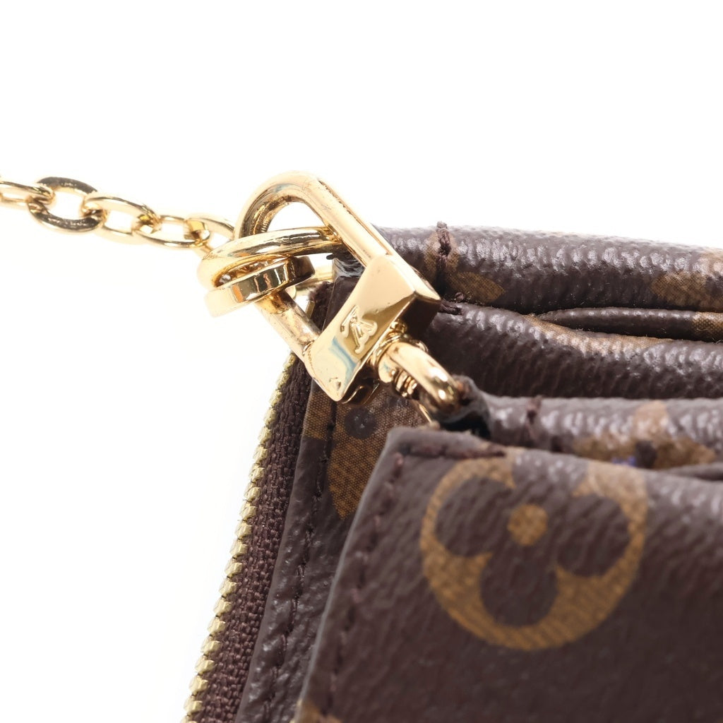 LOUIS VUITTON(ルイヴィトン) モノグラム ミュルティ・ポシェット・アクセソワール ショルダーバッグ ブラック レザー×PVC M44840 ゴールド金具 レディース