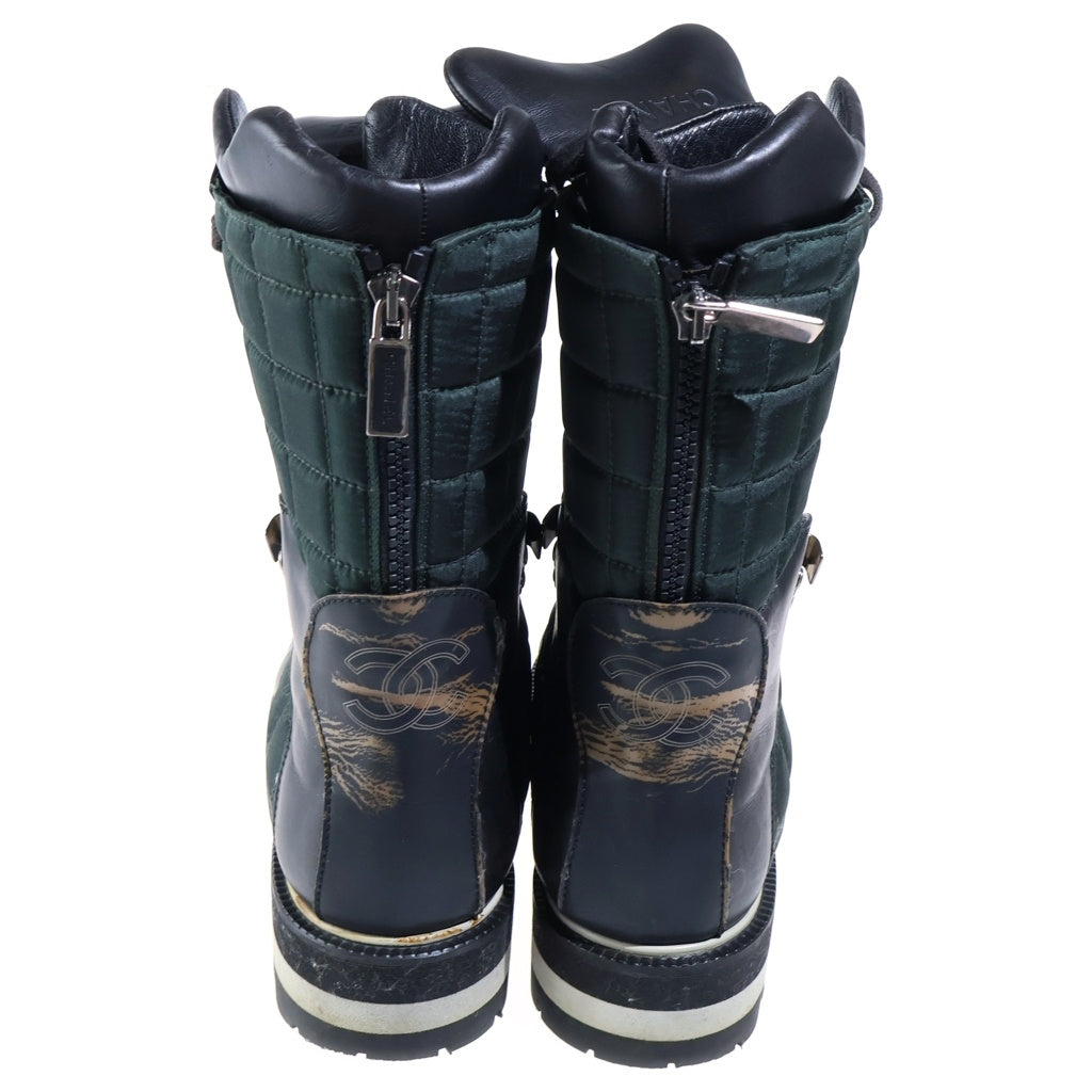 CHANEL(シャネル) スポーツライン スノーブーツ ウィンターブーツ ブラック レザー #37 レディース