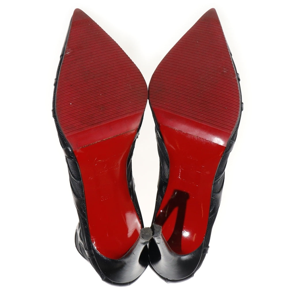 CHRISTIAN LOUBOUTIN(クリスチャンルブタン) BOOTY Leather Ankle Boots ブーティー レザーアンクルブーツ メッシュ ピンヒール ブラック レディース