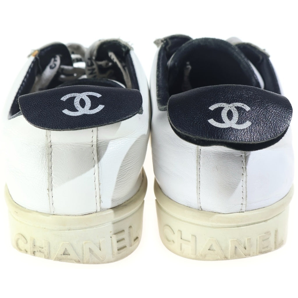 CHANEL(シャネル) ロゴシューレース ローカットスニーカー シューズ カーフレザー ココマーク ホワイトG34145 レディース