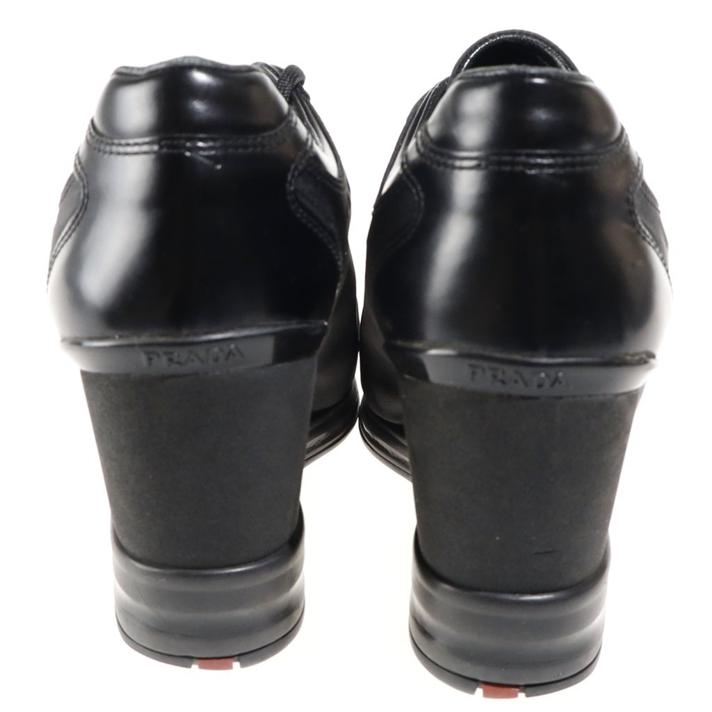 PRADA(プラダ) CALZATURE DONNA ウェッジソールスニーカー ナイロン切り替え ヒール ブラック 3EZ029 レディース
