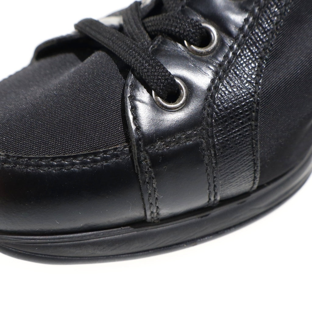 PRADA(プラダ) CALZATURE DONNA ウェッジソールスニーカー ナイロン切り替え ヒール ブラック 3EZ029 レディース