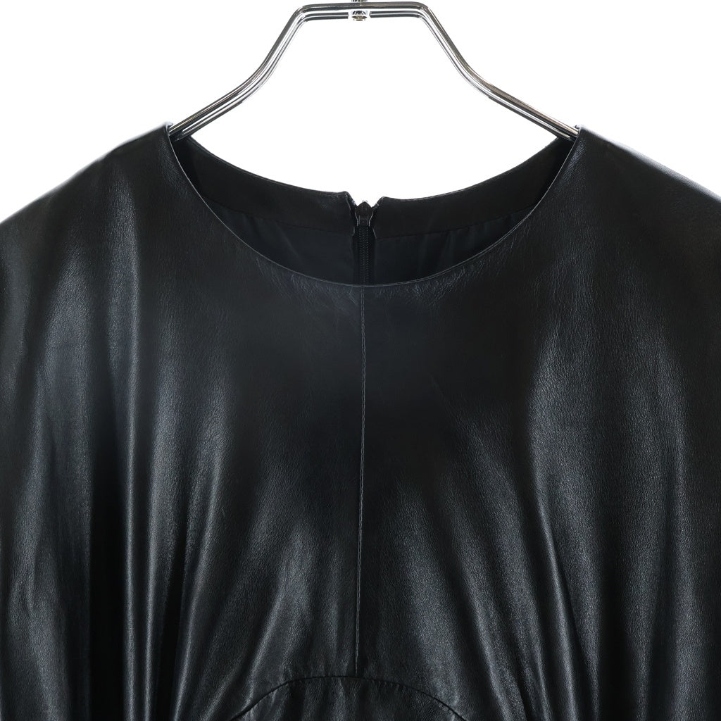 JIL SANDER(ジルサンダー) Leather Dress レザードレス 長袖ワンピース バックジップ ブラック 269984 654070 562501 レディース