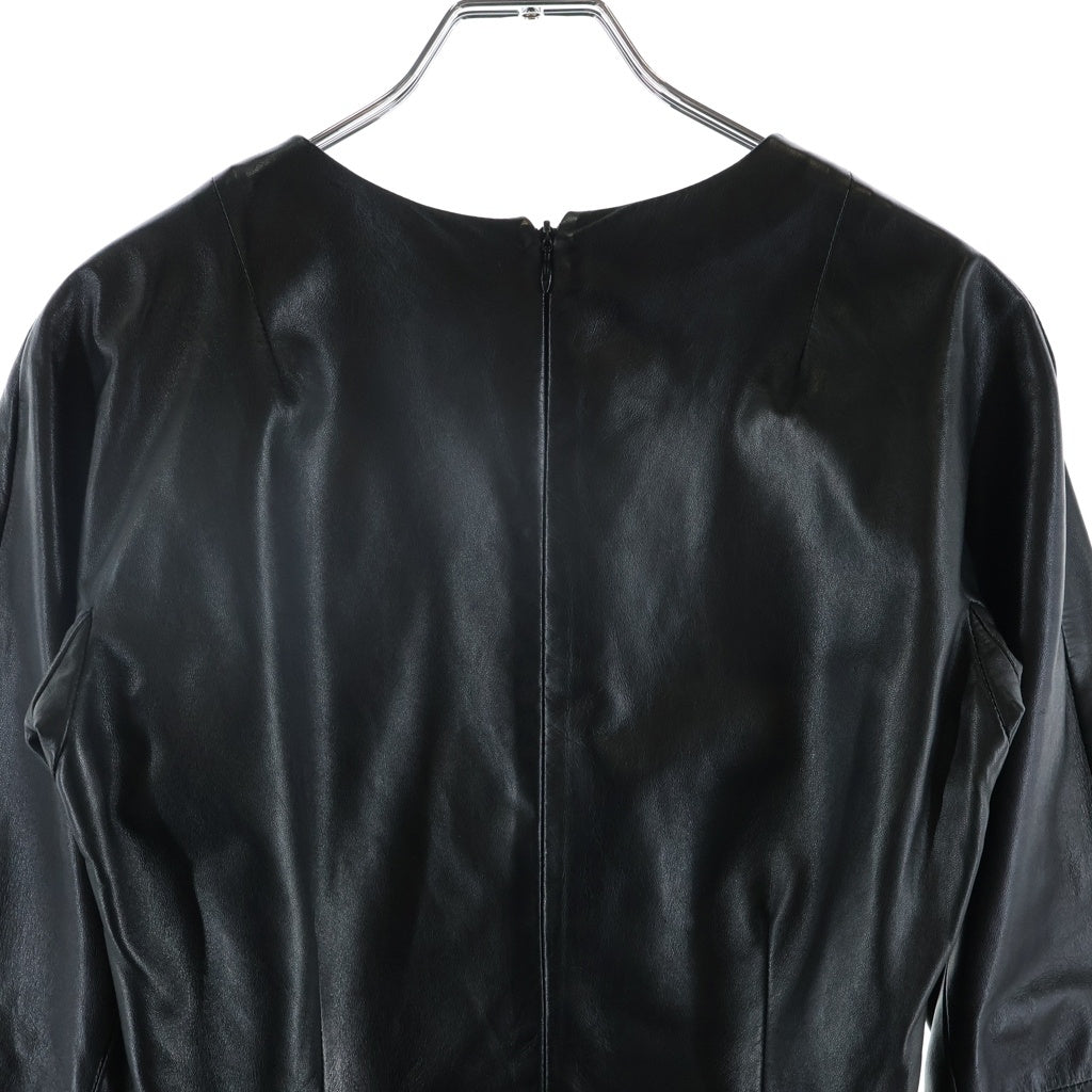 JIL SANDER(ジルサンダー) Leather Dress レザードレス 長袖ワンピース バックジップ ブラック 269984 654070 562501 レディース
