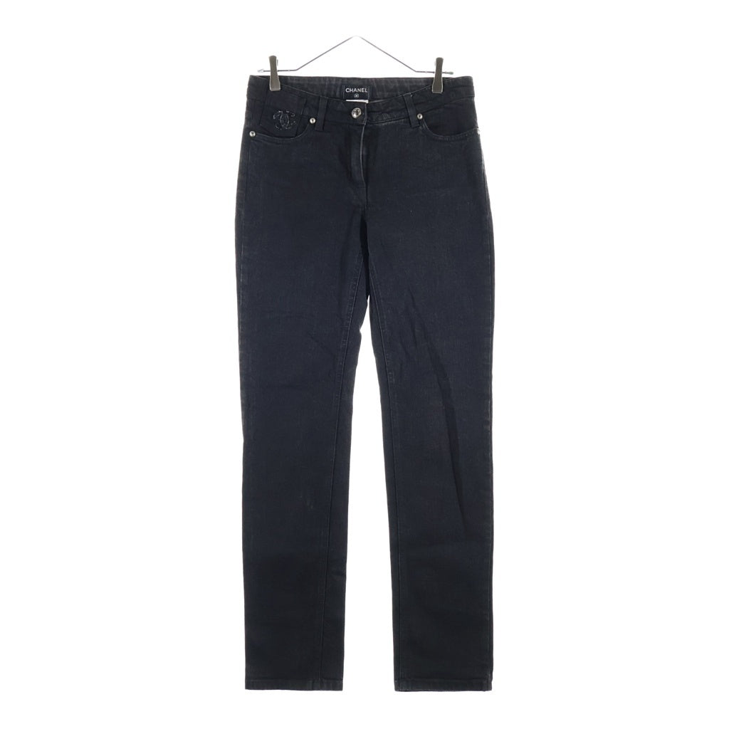CHANEL(シャネル) Black Denim Pants デニムパンツ ジーンズ マトラッセデザインバックポケット ココマーク刺繍 P36409V26492 レディース