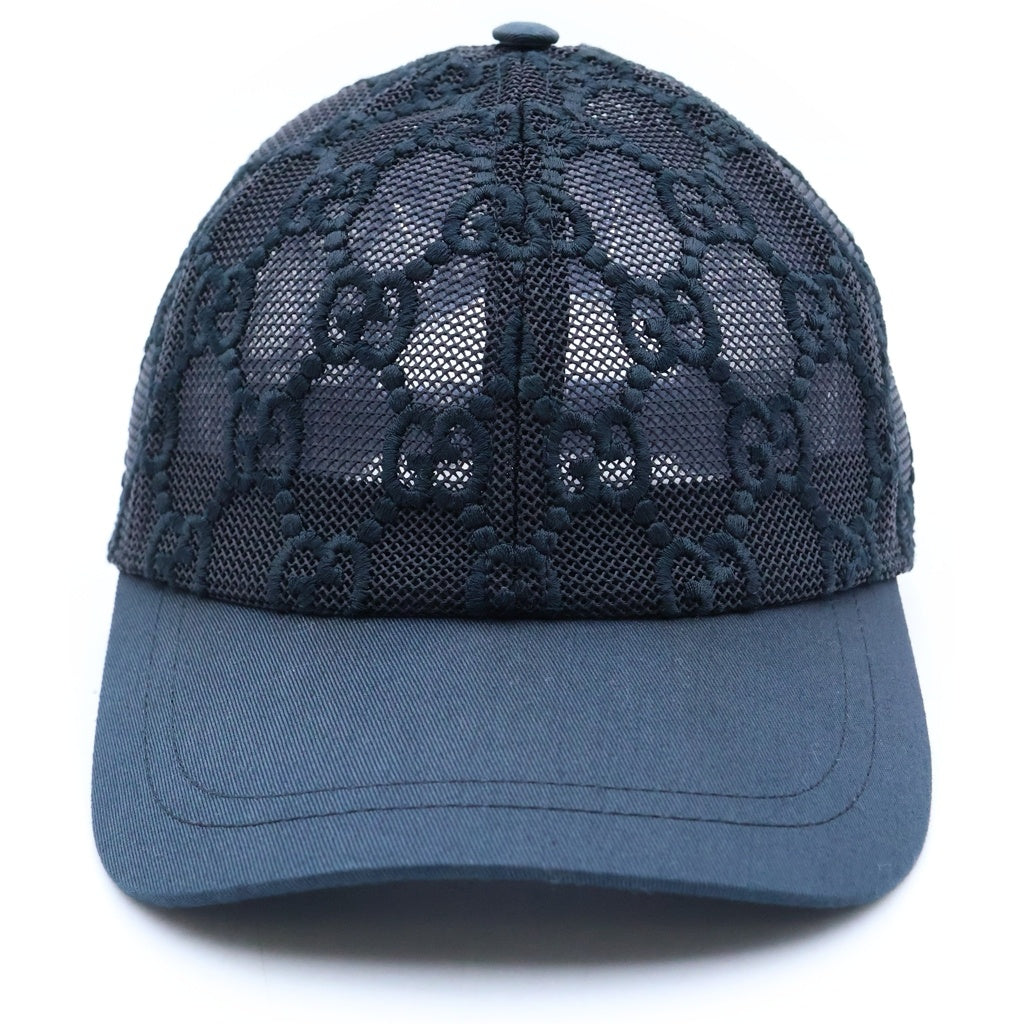 GUCCI(グッチ) グッチ GGエンブロイダリー メッシュキャップ ネイビー