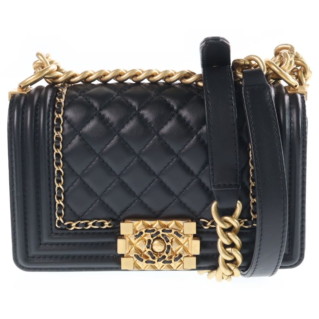CHANEL(シャネル) ボーイシャネル20 チェーンショルダーバッグ ブラック ラムスキン 29番台 ゴールド金具 レディース