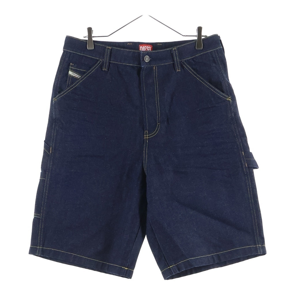 DIESEL(ディーゼル) D-LIVERY-SHORT ウォッシュ加工 フロントボタン ワイドデニム ハーフパンツ インディゴ A14072
