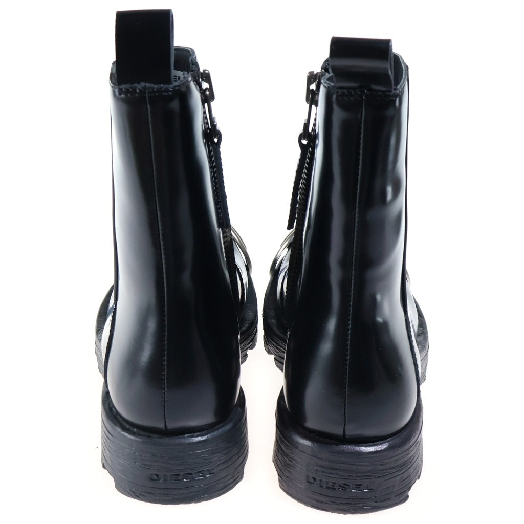 DIESEL(ディーゼル) 24SS D-HAMMER BT ZIP D ジッパー レザー アンクルブーツ ブラック Y03254 P5268 T8013