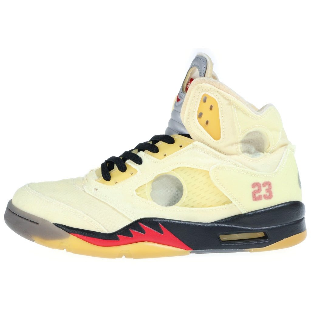 NIKE(ナイキ) ×Off-White AIR JORDAN5 SAIL オフホワイト エアジョーダン5 セイル ハイカットスニーカー クリア US11.5/29.5cm DH8565-100