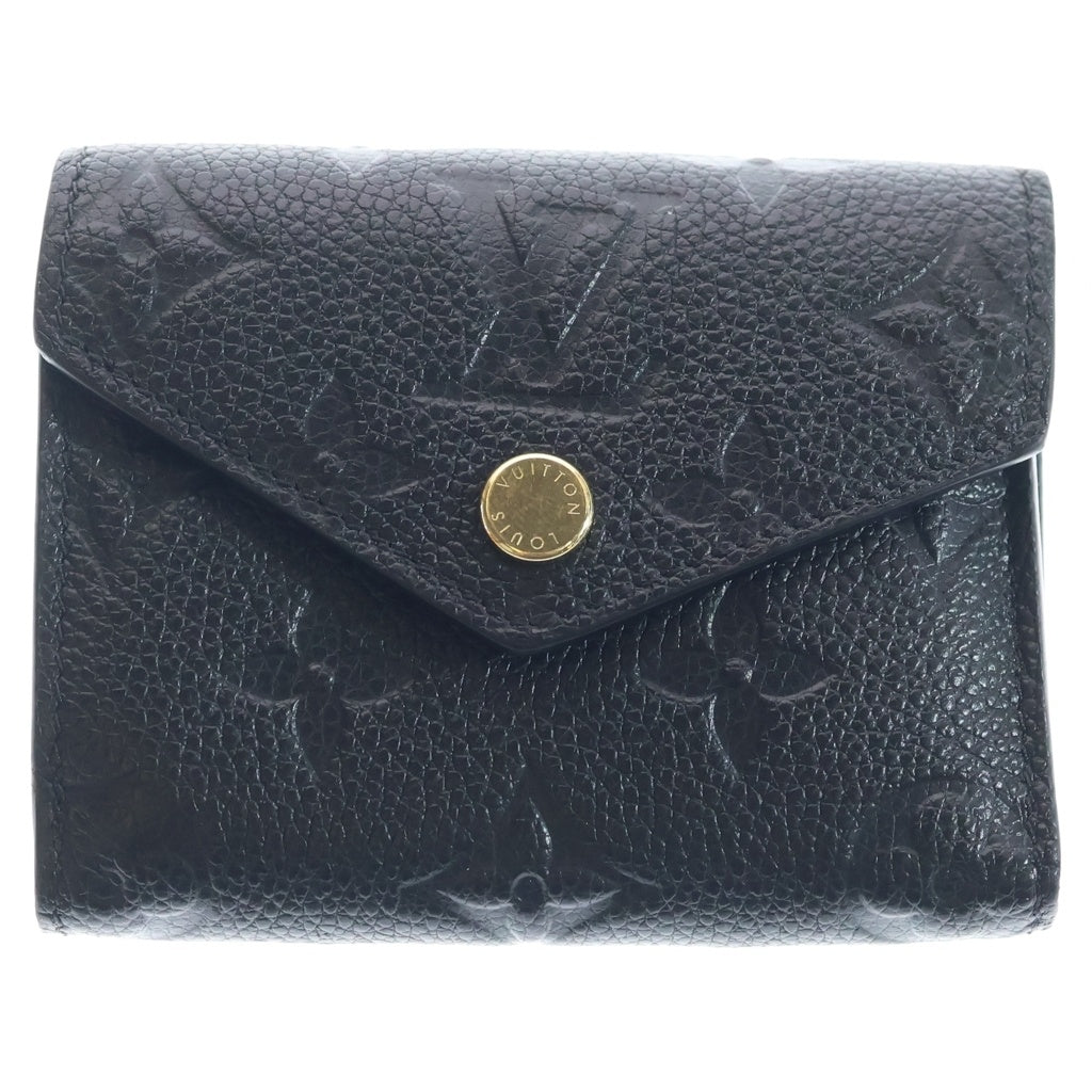 LOUIS VUITTON(ルイヴィトン) モノグラムアンプラント ポルトフォイユゾエ コンパクトウォレット 三つ折り財布 ブラック レザー M62935 ゴールド金具 レディース