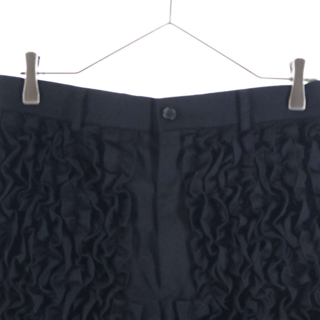 COMME des GARCONS HOMME PLUS(コムデギャルソンオムプリュス) 12SS ジップフライ フロントフリルデザイン ハーフパンツ ウールショートパンツ ショーツ ブラック PI-P064