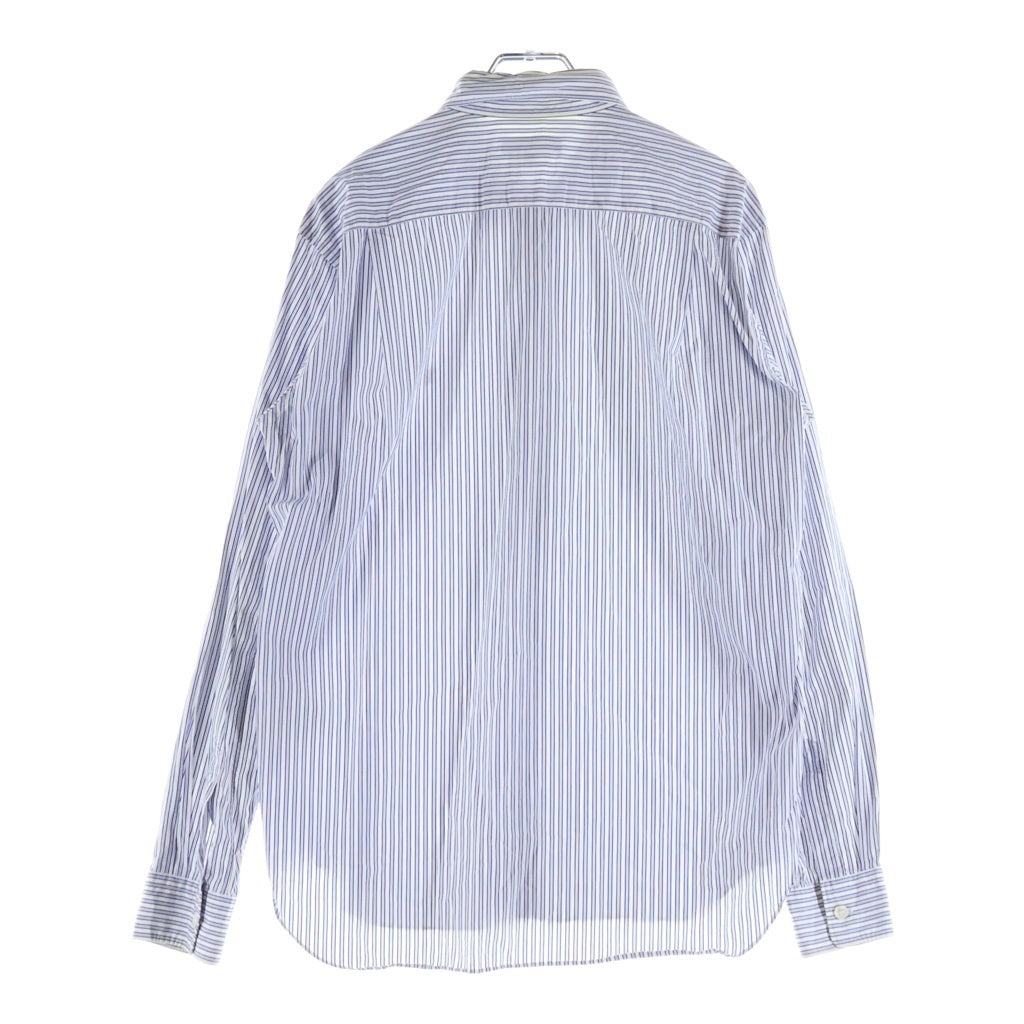 COMME des GARCONS HOMME PLUS(コムデギャルソンオムプリュス) 14SS 孵化期 HP刺繍 ストライプ 長袖シャツ ブルー/ホワイト PN-B056