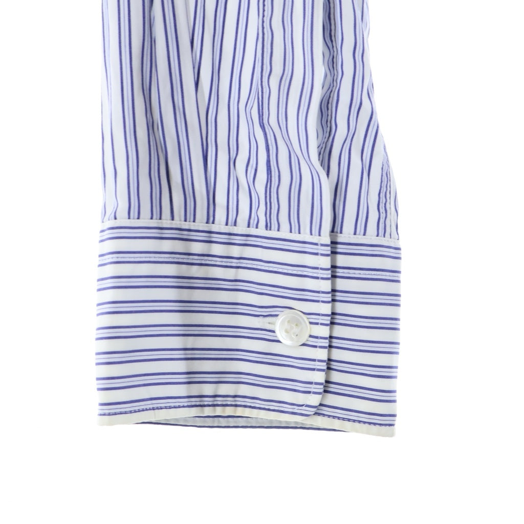 COMME des GARCONS HOMME PLUS(コムデギャルソンオムプリュス) 14SS 孵化期 HP刺繍 ストライプ 長袖シャツ ブルー/ホワイト PN-B056