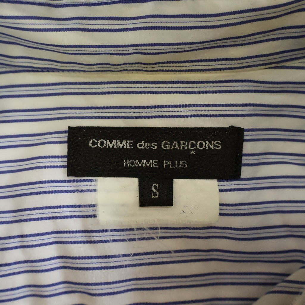 COMME des GARCONS HOMME PLUS(コムデギャルソンオムプリュス) 14SS 孵化期 HP刺繍 ストライプ 長袖シャツ ブルー/ホワイト PN-B056