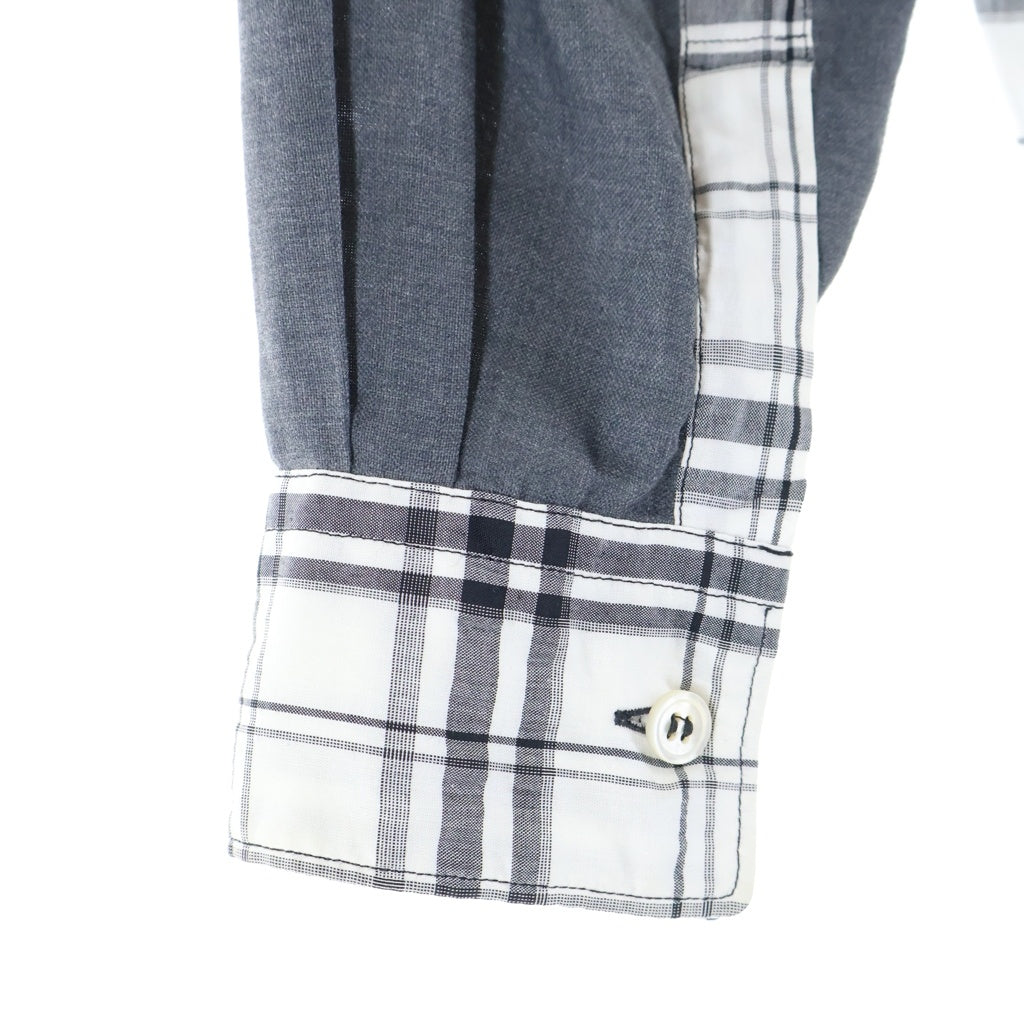 COMME des GARCONS SHIRT(コムデギャルソンシャツ) ボタンフライ フーデッド ギンガムチェック 長袖シャツ 袖切り替え ブラック/ホワイト/グレー W19075
