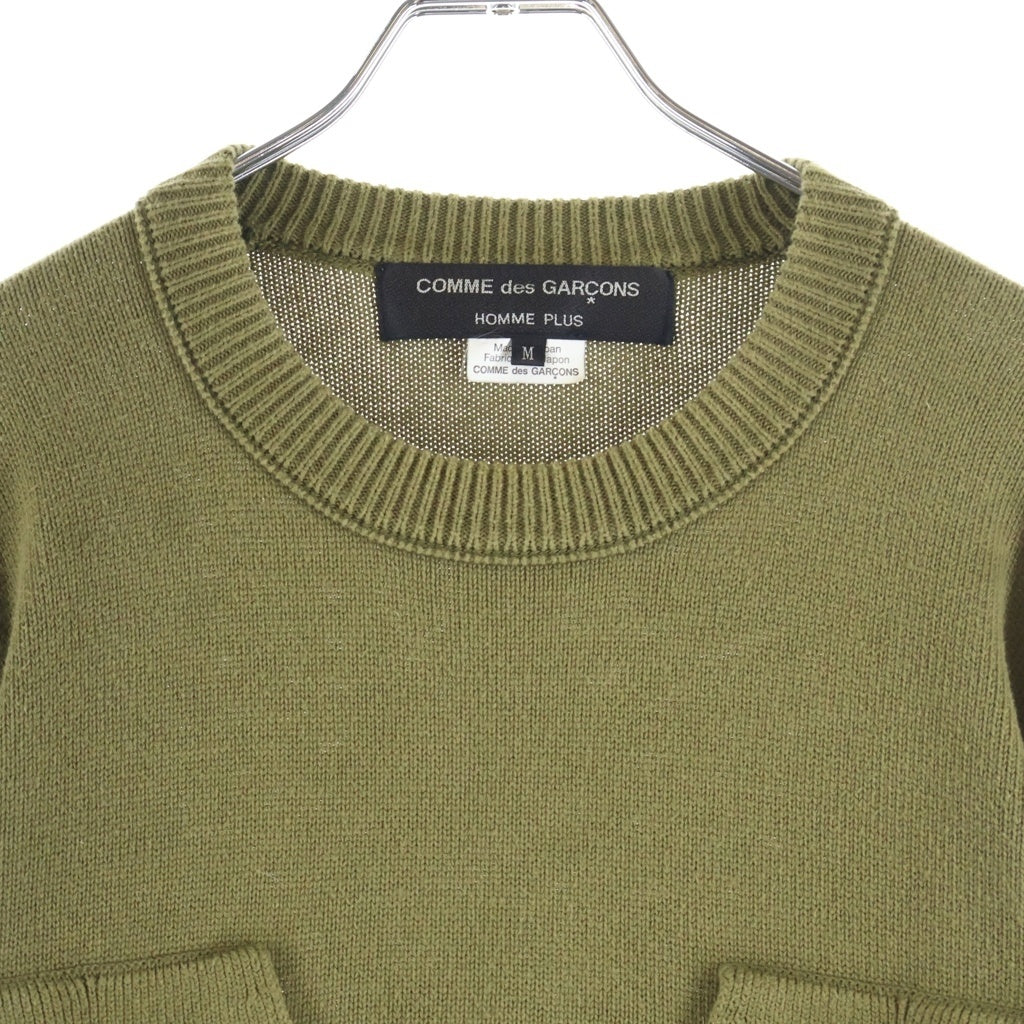 COMME des GARCONS HOMME PLUS(コムデギャルソンオムプリュス) マルチポケット クルーネック ニット コットンセーター プルオーバーパーカー カーキ PO-N019