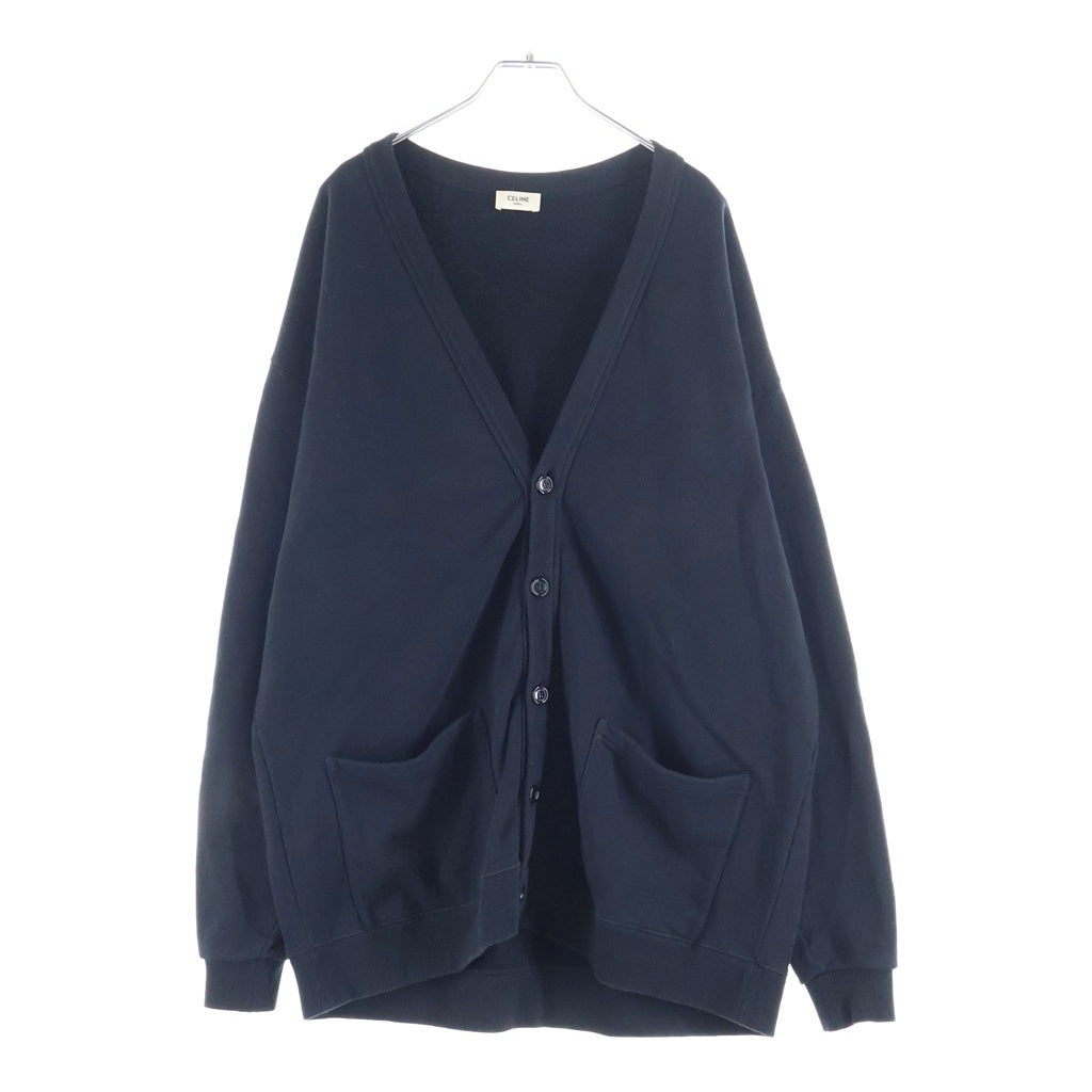 CELINE(セリーヌ) 22SS Oversized Cardigan In Cotton Fleece バックロゴ コットン カーディガン ブラック 2Y672670Q