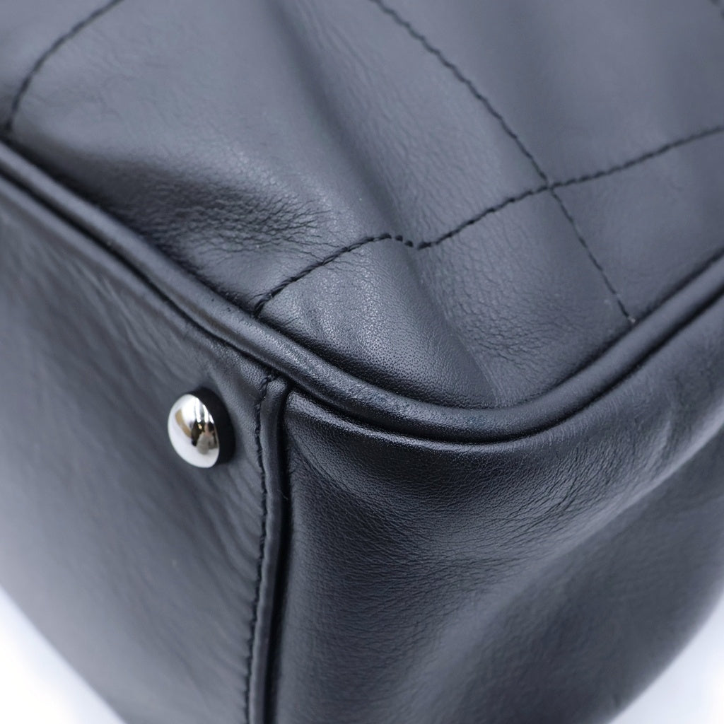 CHANEL(シャネル) チョコバー ハンドバッグ ボストンバッグ ブラック レザー 81番台 シルバー金具 レディース