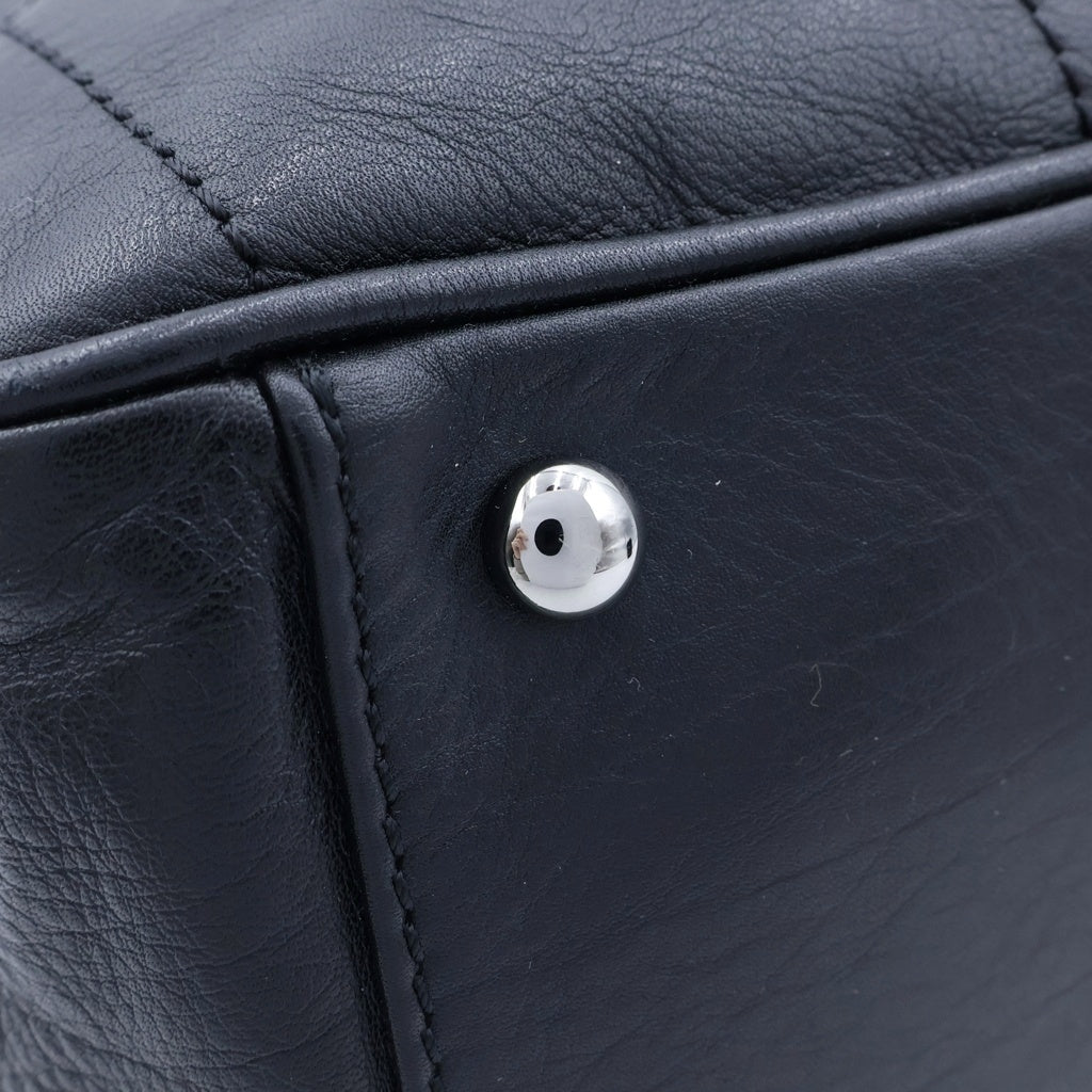 CHANEL(シャネル) チョコバー ハンドバッグ ボストンバッグ ブラック レザー 81番台 シルバー金具 レディース