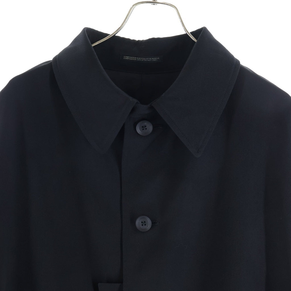 Yohji Yamamoto POUR HOMME(ヨウジヤマモト プールオム) 25AW WOOL GABARDINE DESIGNED SLEEVE COAT ウール ギャバジン デザインド スリーブ ボタンフライ トレンチコート ブラック HL-C04-100
